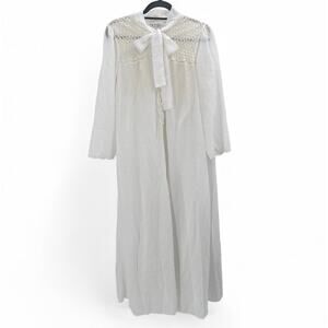Vintage 70s Christian Dior Lace Trim Slip Long Night Gown & Robe Womens Medium